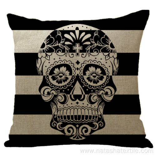 Hot Linen Halloween Skull Pillow cushion case